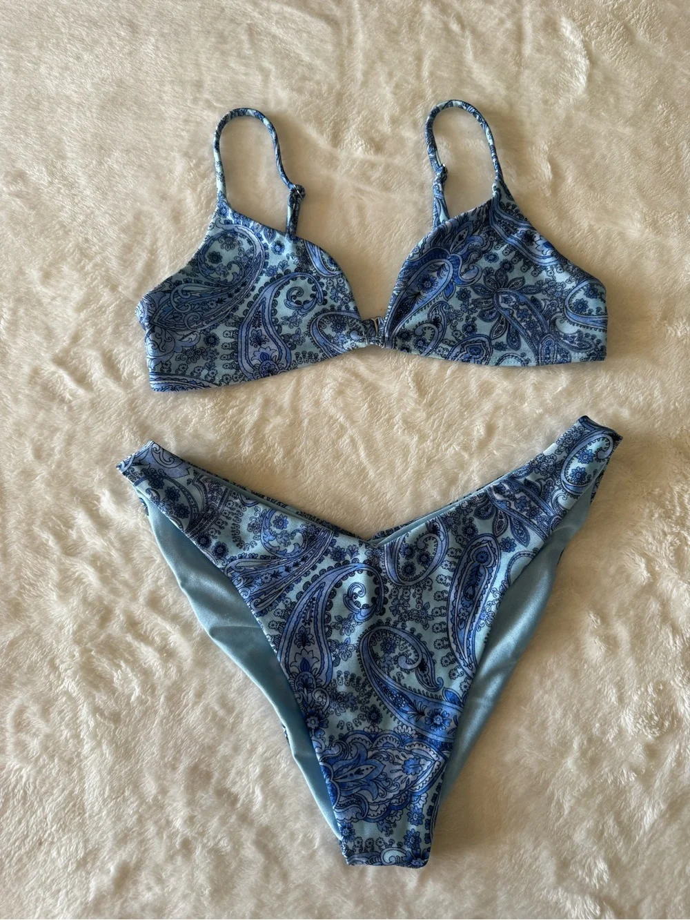 Frankie's Bikinis Light Blue Paisley Two-Piece Swim Set
